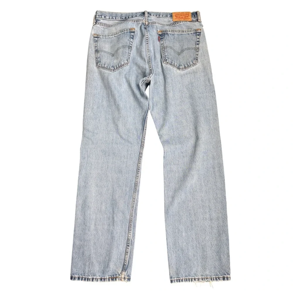 Levis 505 Regular Fit Straight Leg Jeans Mens 36x31 Light Wash Blue Denim